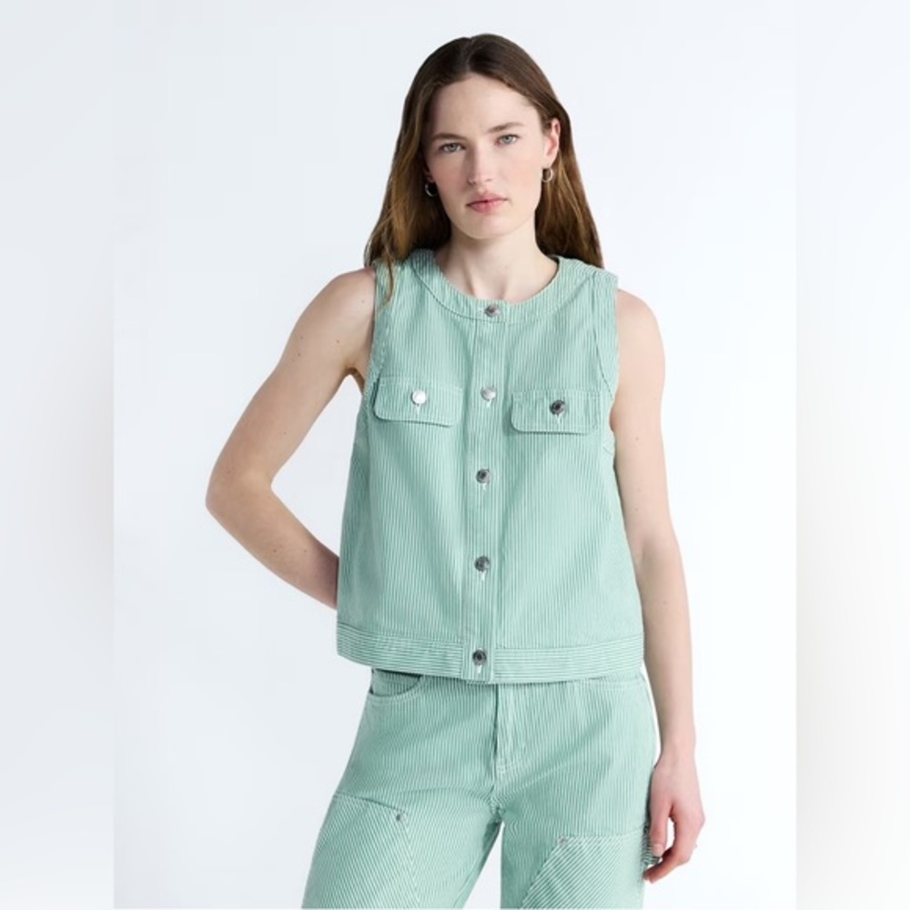 Free Assembly nwt size XXL ( 20 ) Women's Button Front Sleeveless Denim Top